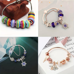 50pcs Mix European Beads Large Hole Crystal Glass Spacer Beads