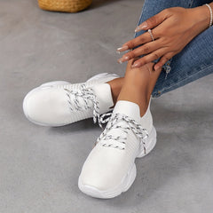 Women's Knit Platform Sneakers Lace Up Outdoor Shoes