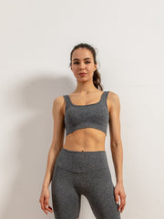 Ribbed Seamless Sports Bra with Padding - Gym Yoga Fitness