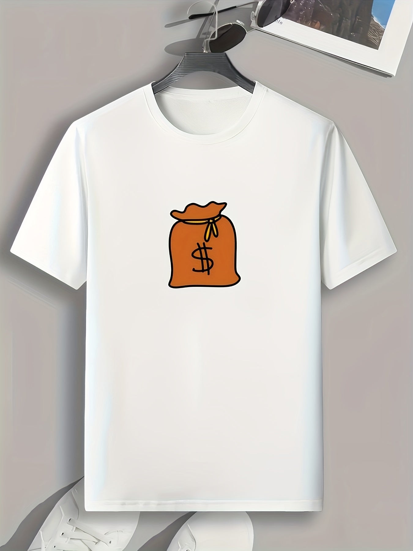 Money Bag Print Men's Graphic T shirt for Summer