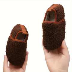 Boys Warm Fleece House Shoes Non Slip Soft Bottom Winter Indoor Shoes