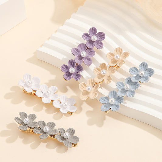 5pcs Pearl Flower Hairclip Barrette Hairpin Snap Clip Party Prom
