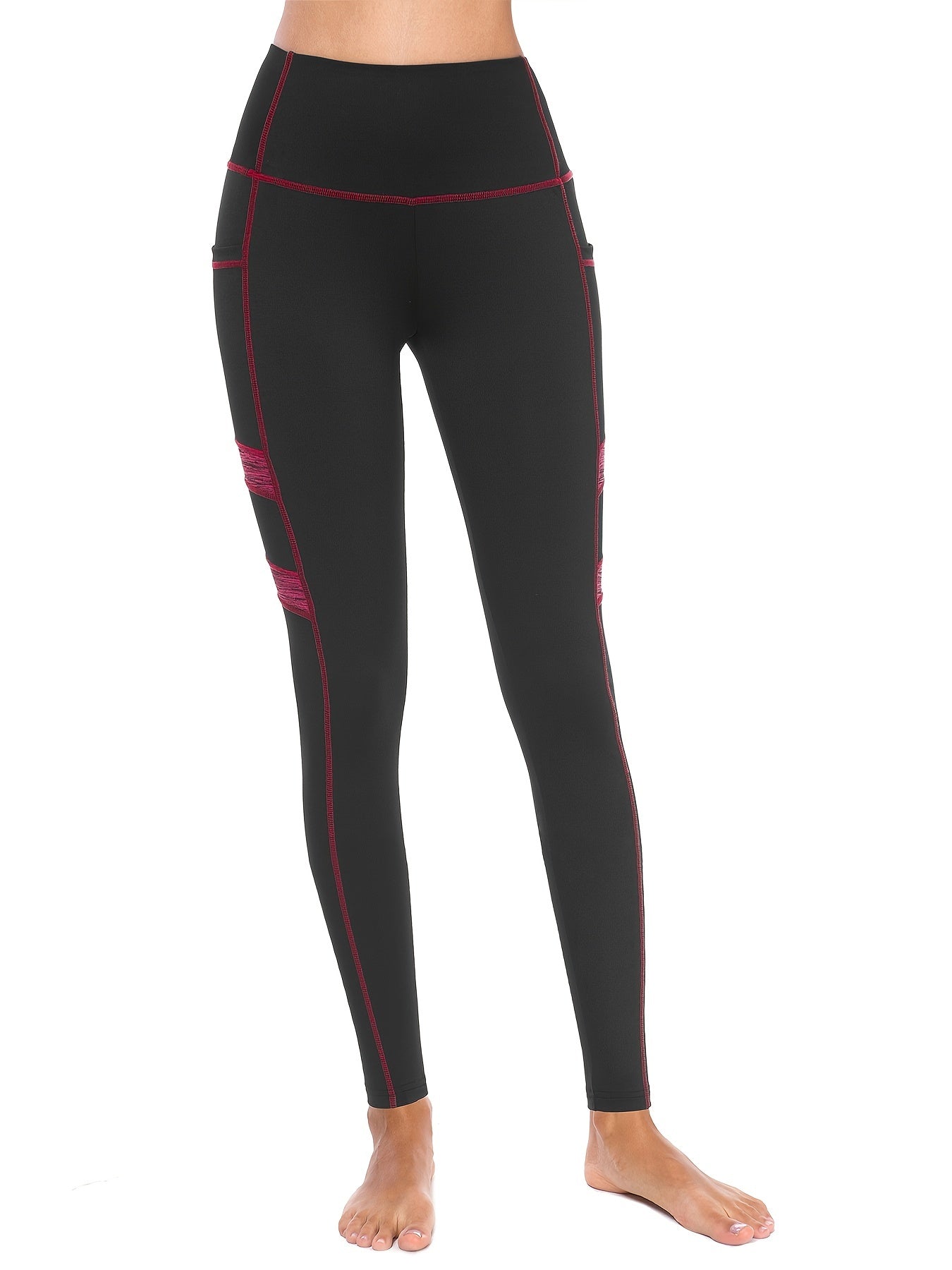 Sporty Yoga Pants Stretch Side Pocket Slimming Leggings Activewear