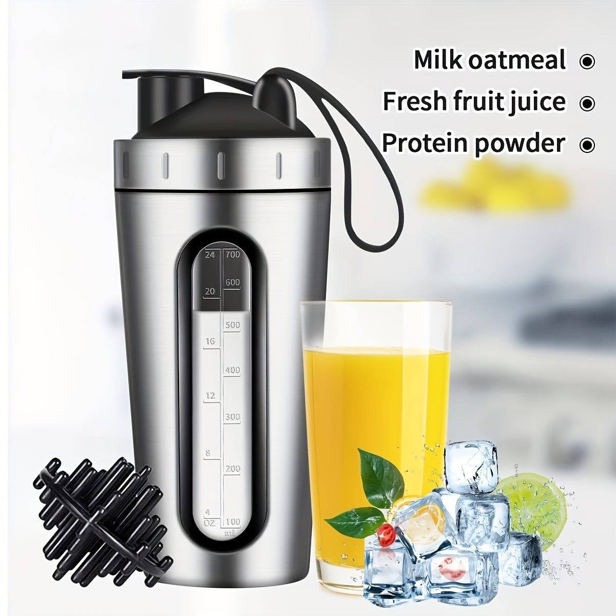 28oz Stainless Steel Protein Shaker Bottle with Shaker Ball
