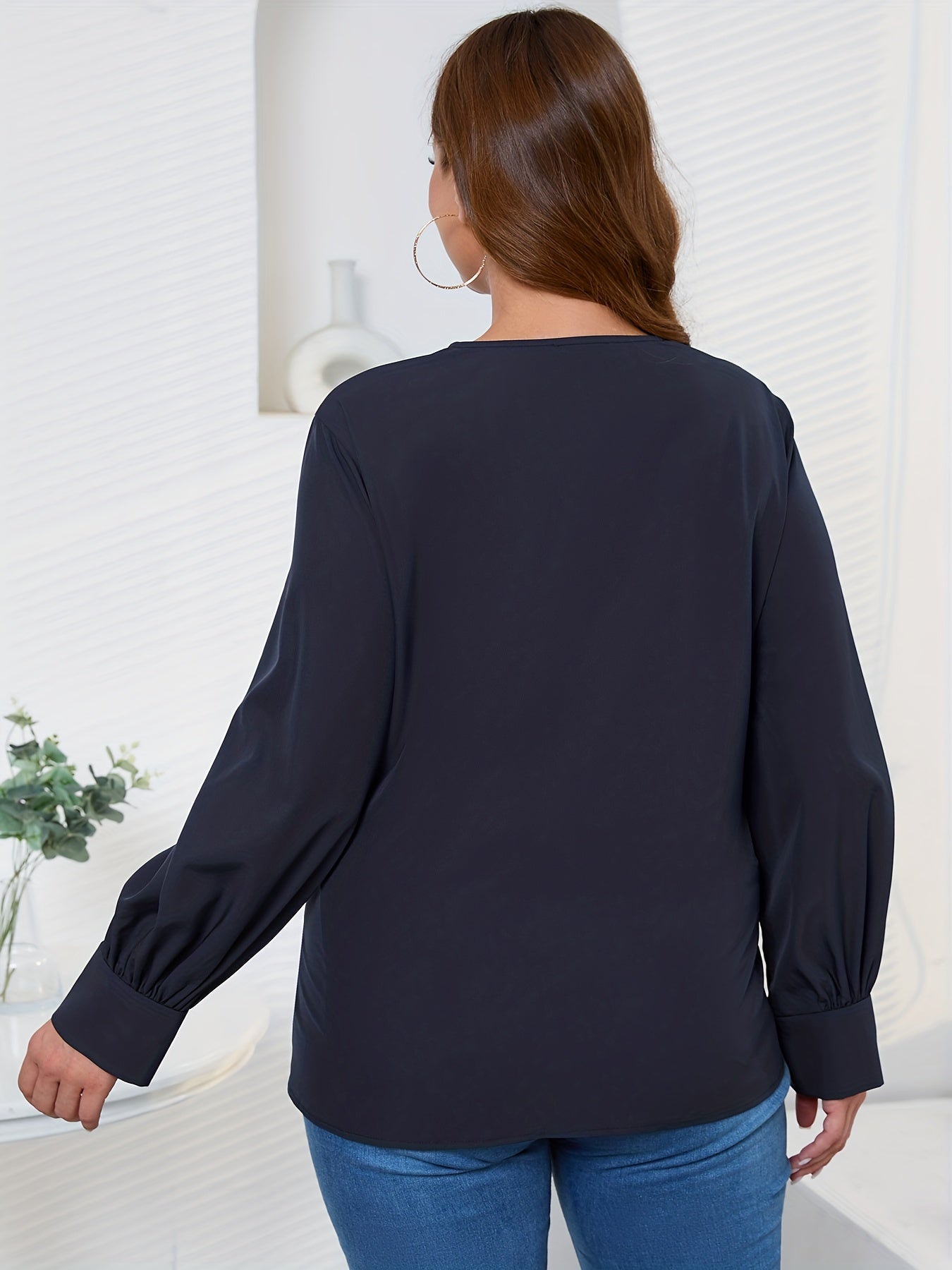Casual Blouse Women's Solid Knot Front Shirt Top