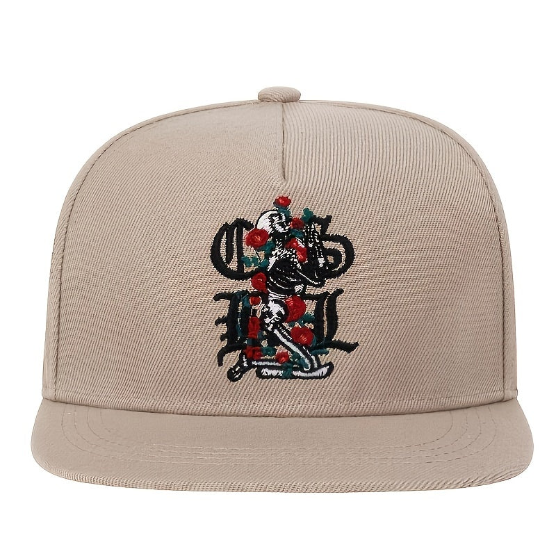 Rose Skull Khaki Hip Hop Hat