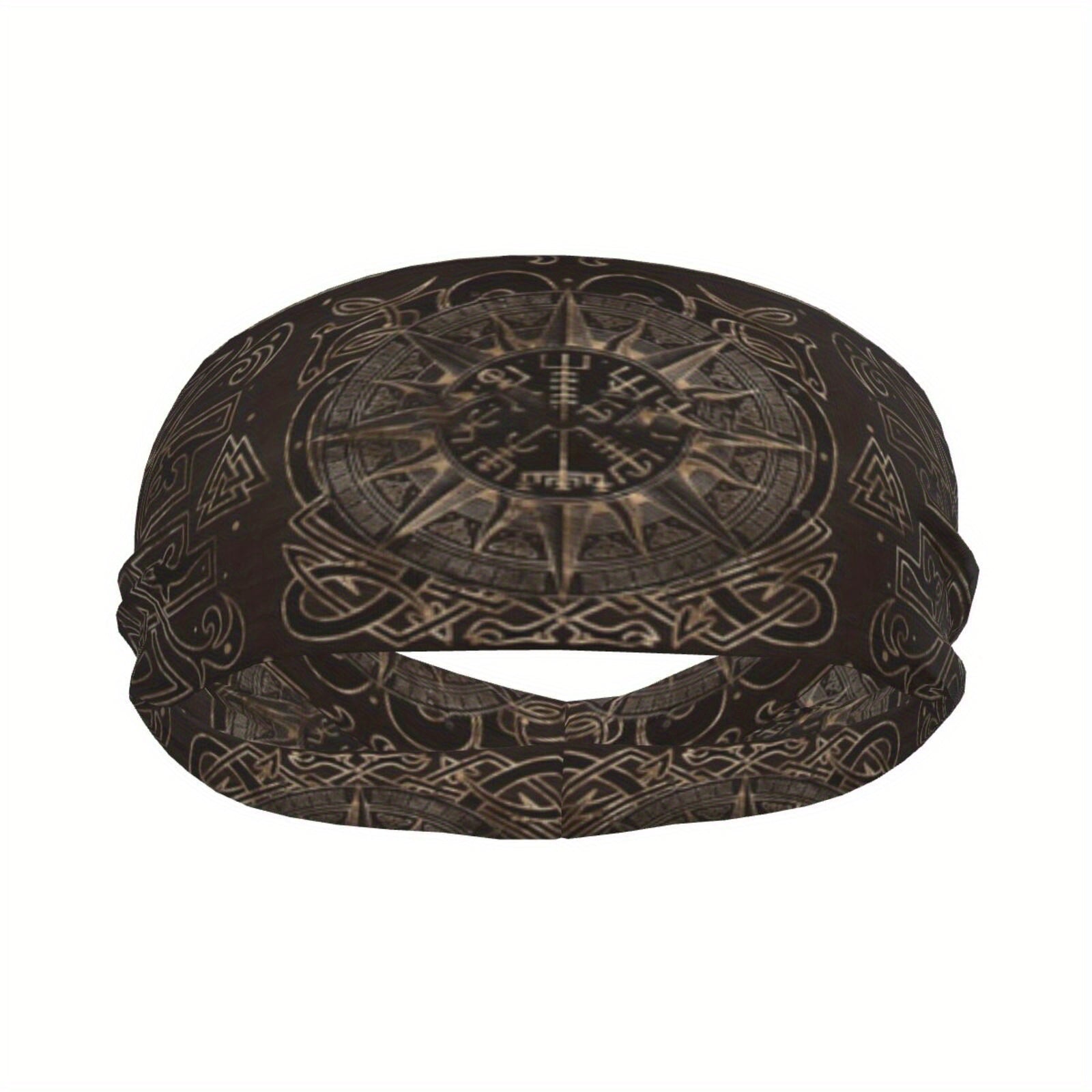 Viking Print Wide Sweat Hair Band for Outdoor Fitness