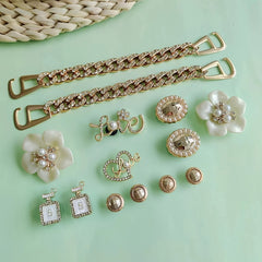 Xiaoxiang Wind Hole Shoe Accessories Flower Alloy Letter Chain