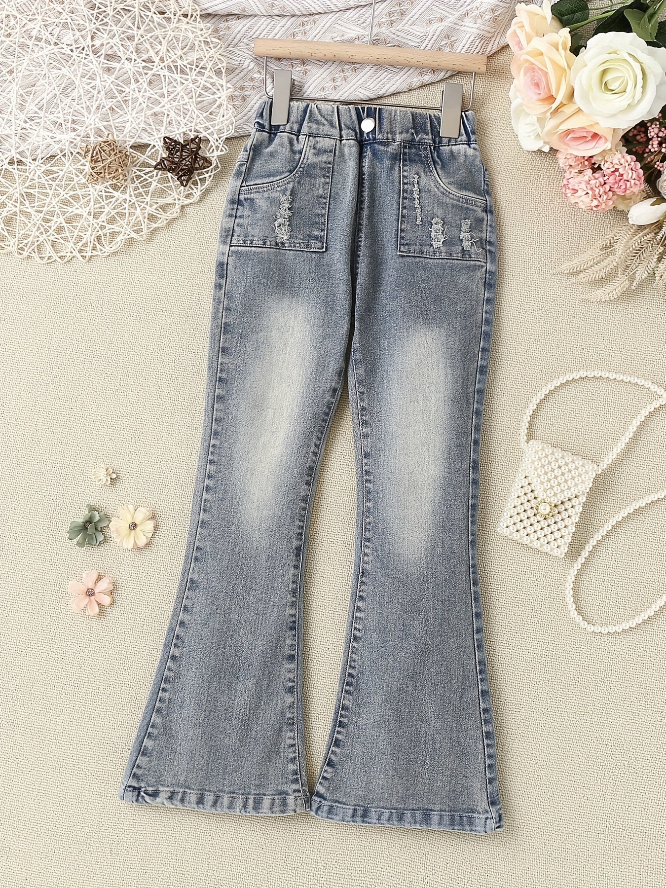 Toddler Girls Denim Flare Leg Pants Kids Spring Summer Clothes