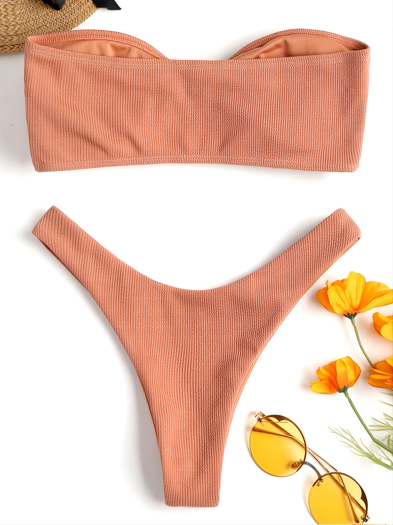 Bow Tie Front 2-Piece Swimsuit Textured Knit