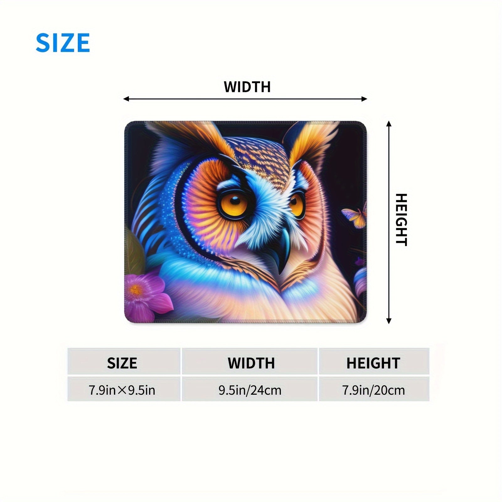 Colorful Owl Pattern Square 20x24cm Gaming Mousepad Home Office