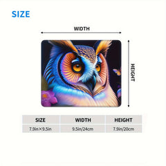 Colorful Owl Pattern Square 20x24cm Gaming Mousepad Home Office