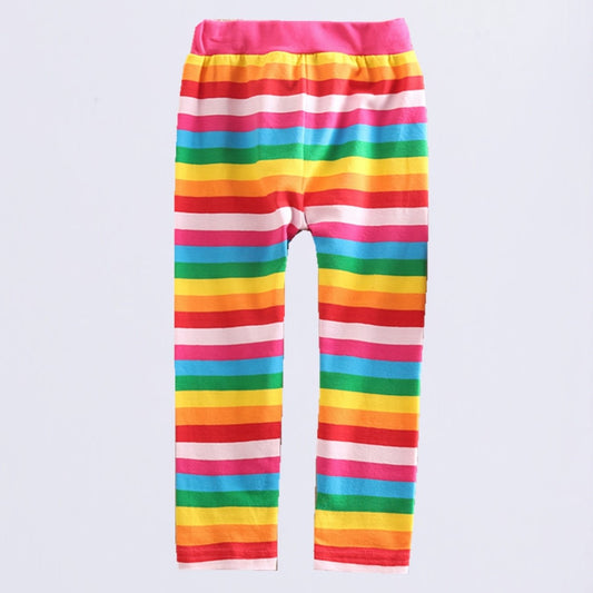 Girls Rainbow Striped Leggings for Autumn and Spring