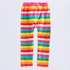 Girls Rainbow Striped Leggings for Autumn and Spring