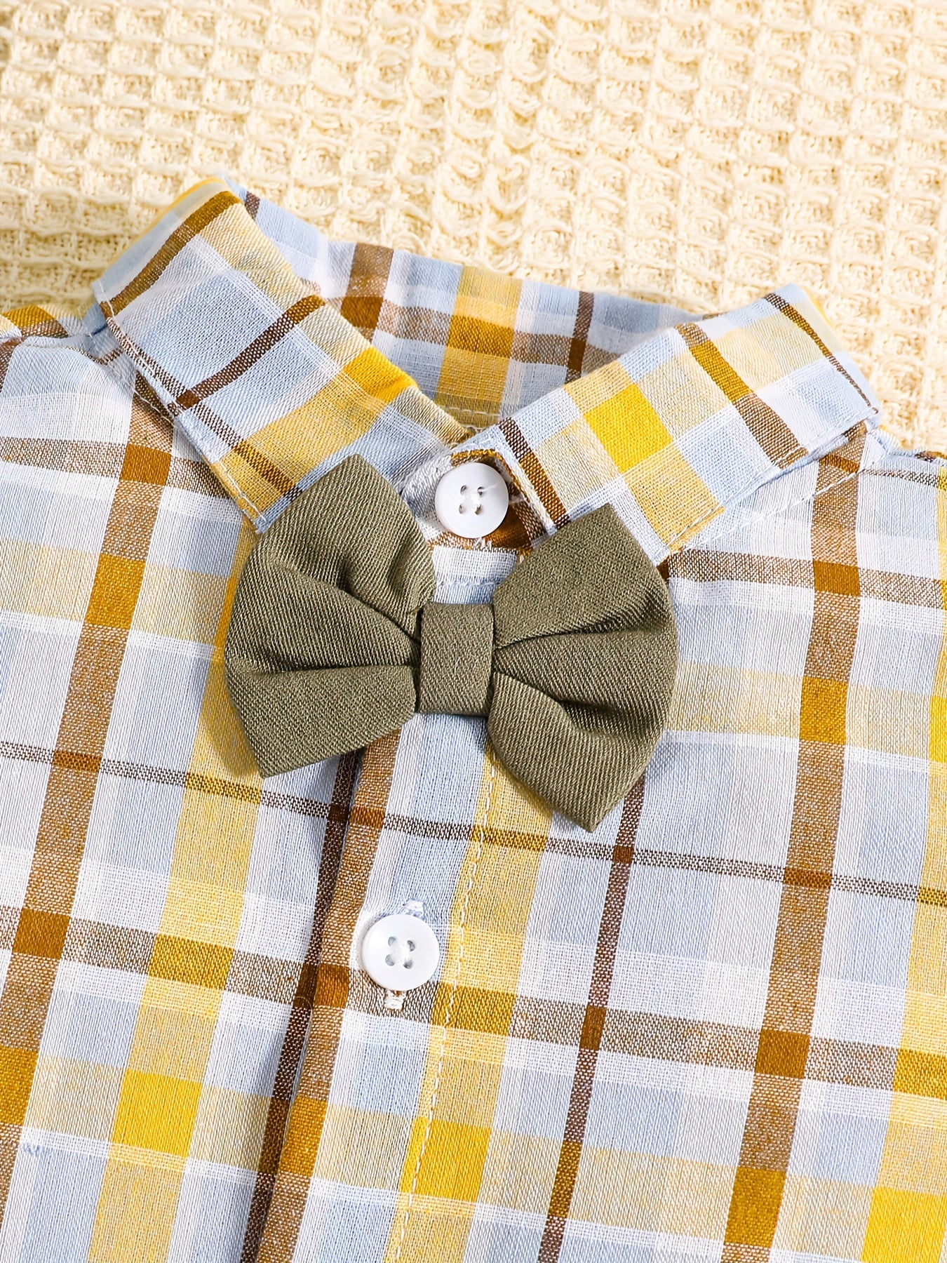 Baby Boy Gentleman 2pcs Set Plaid Shirt & Bib Pants Outfit