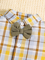 Baby Boy Gentleman 2pcs Set Plaid Shirt & Bib Pants Outfit