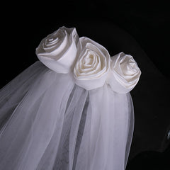 Rose Flower Bridal Veil Two Layers Hairbands Wedding Party Accessories