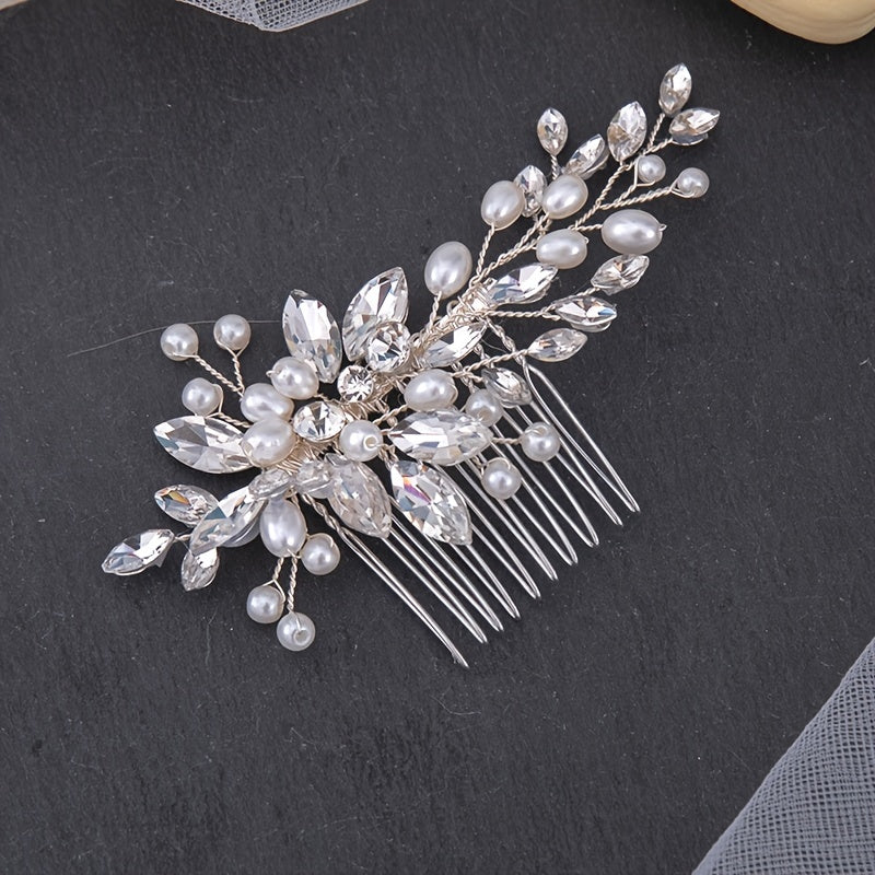 Faux Pearl Crystal Hair Comb Wedding Accessories