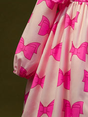 Girls' Bow Ruffle Long Sleeve Dress Spring/Autumn Casual