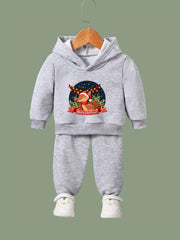 Christmas Reindeer Print Outfits 2pcs Girls Hoodies Jogger Pants Set