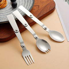 304 Stainless Steel Portable Three Fold Spoon And Fork