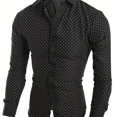 Polka Dot Graphic Print Men's Casual Lapel Shirt