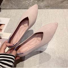 Women's Breathable Knit Ballet Shoes Lightweight Slip On Flat Shoes