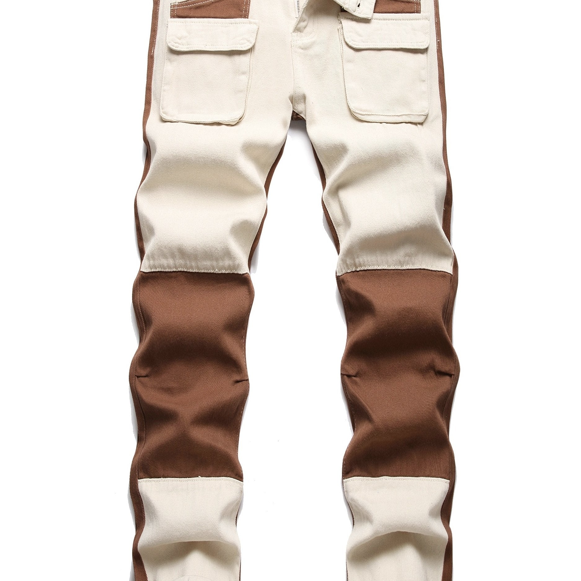Patchwork Block Jeans Mens Casual Street Style Denim Pants