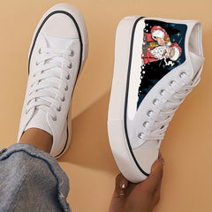 Christmas Santa Print Chunky Canvas Sneakers
