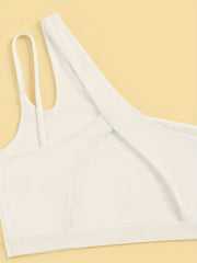 One Shoulder Strap Cami Crop Top Hollow Out Backless