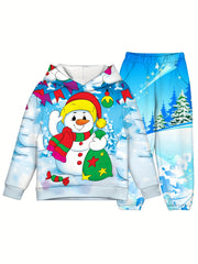 Boy's Snowman Hooded Outfit Set for Fall Winter