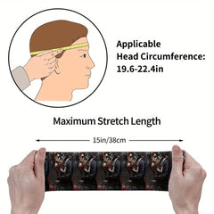 Skull & Floral Sports Headband Sweat Wicking Stretchy Polyester Yoga Gym