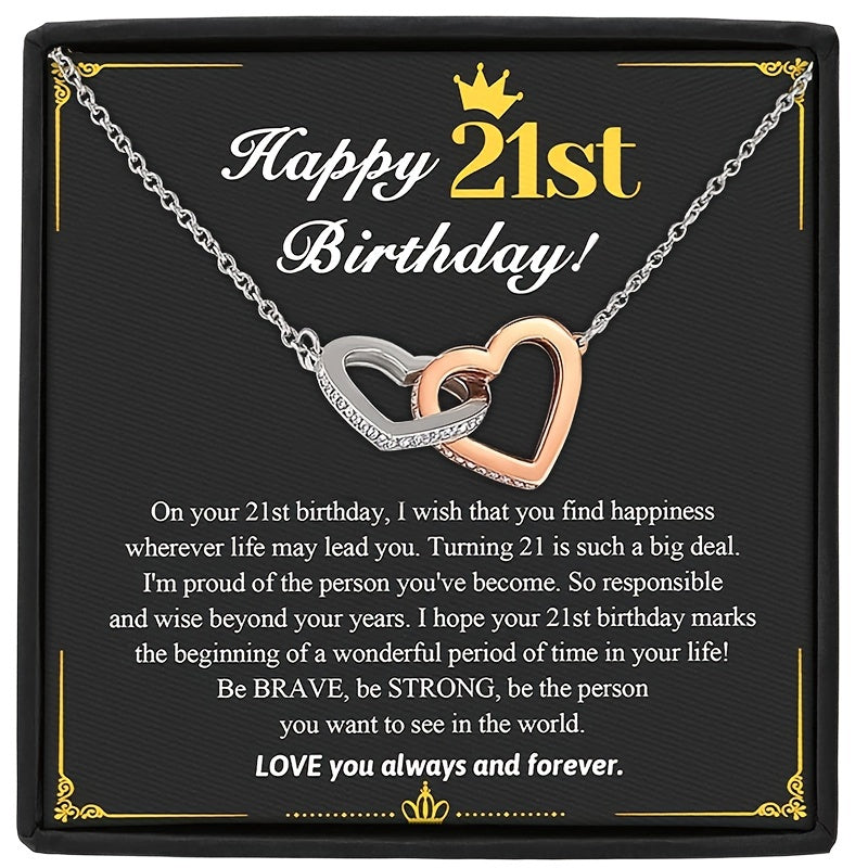 Heart Shaped Necklace Rhinestones Letter Print Gift Box