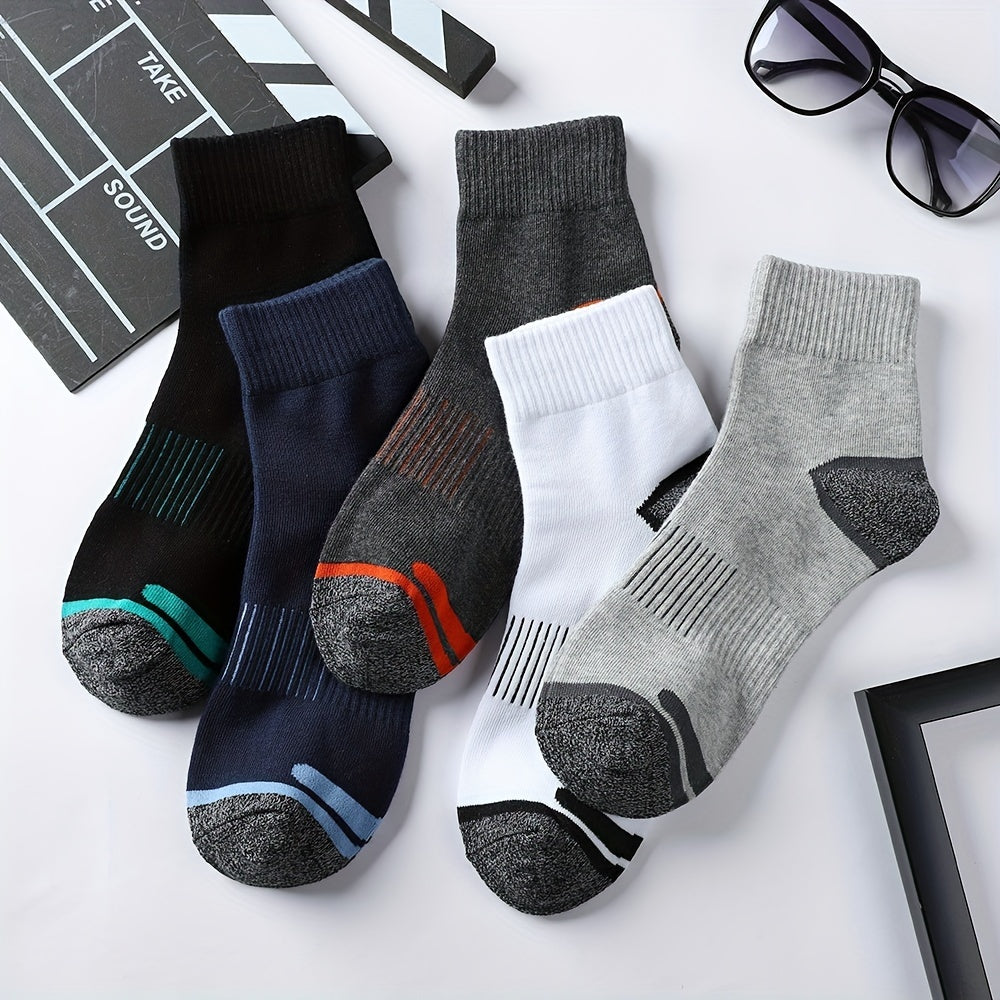 5 Pairs Men's Sports Cotton Socks for Outdoor Running Cycling
