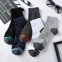 5 Pairs Men's Sports Cotton Socks for Outdoor Running Cycling