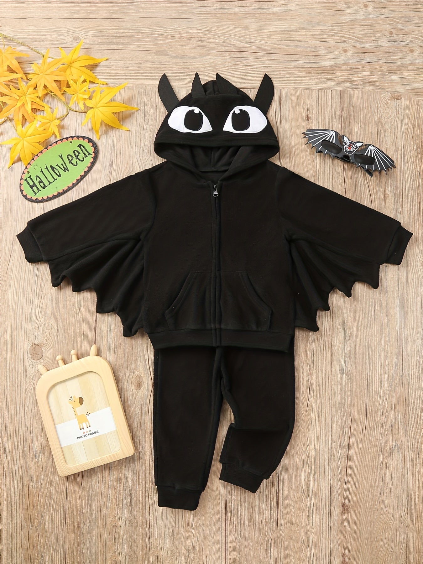 Toddler Boy's Halloween Style 2pcs Zip Up Hoodie & Sweatpants Set