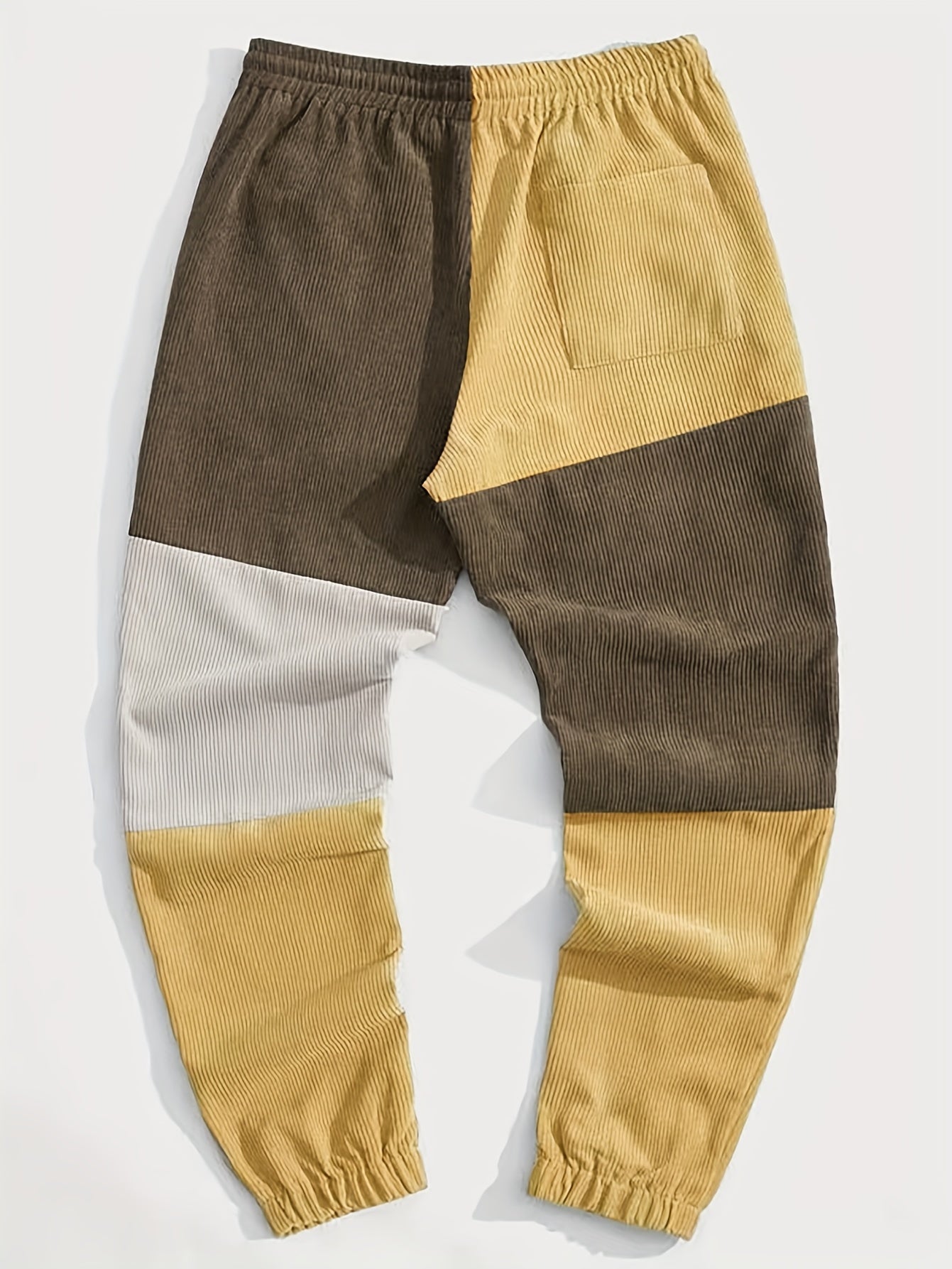 Men's Corduroy Joggers Sweatpants with Drawstring - Casual Block Pants