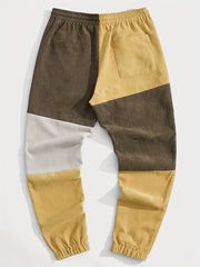 Men's Corduroy Joggers Sweatpants with Drawstring - Casual Block Pants