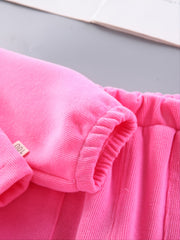 Girls' Casual Solid Cotton Sports Suit