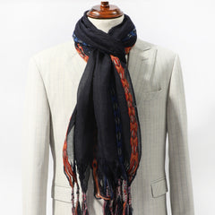 Men's Ethnic Style Tassel Scarf Buckle Pattern Photo Link