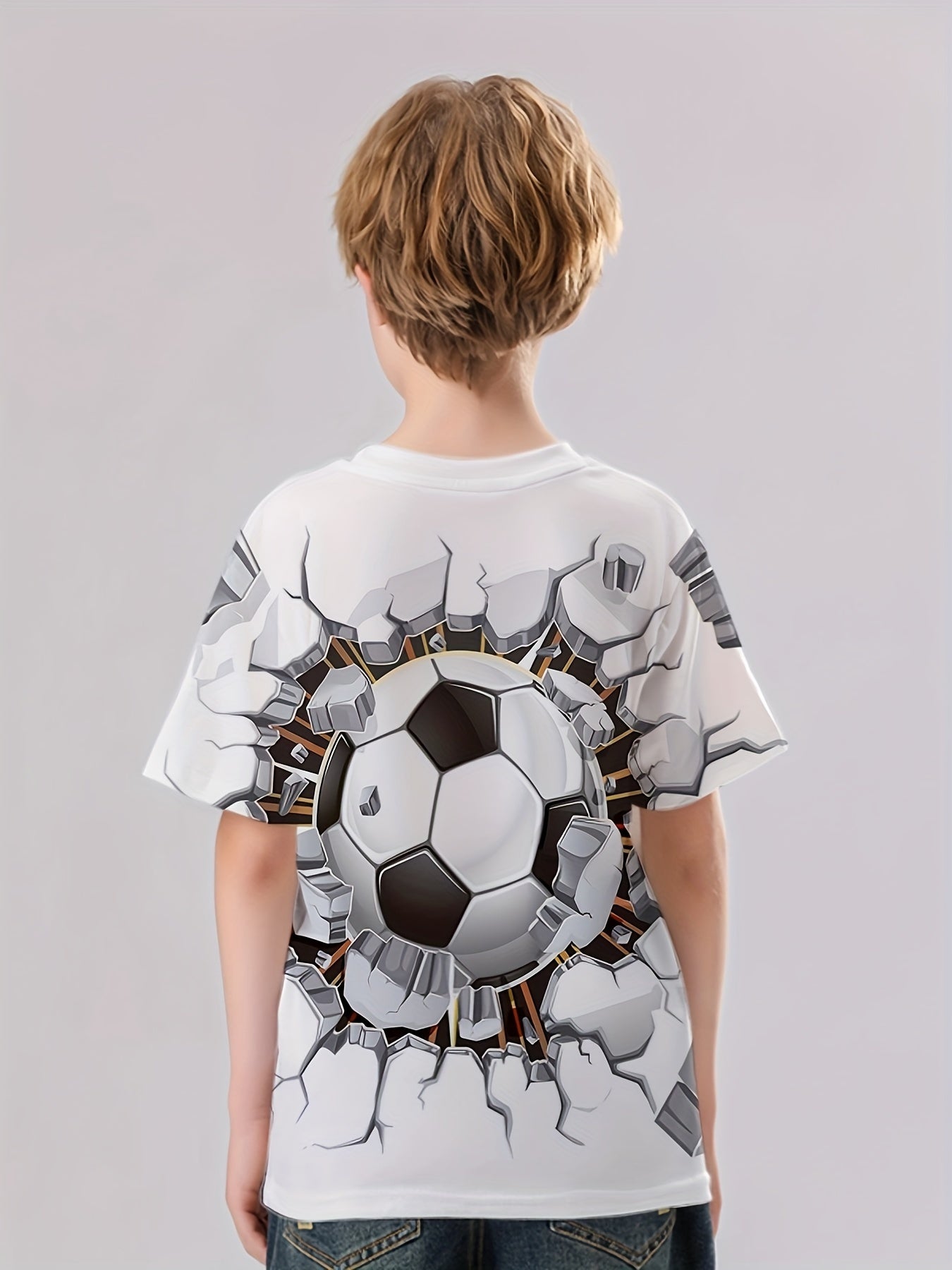 3D Hole Print Kid's T shirt Causal Short Sleeve Top For Summer
