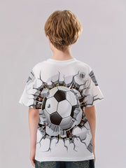 3D Hole Print Kid's T shirt Causal Short Sleeve Top For Summer
