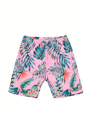 Men's Swim Trunks Tropical Plants Print Board Shorts
