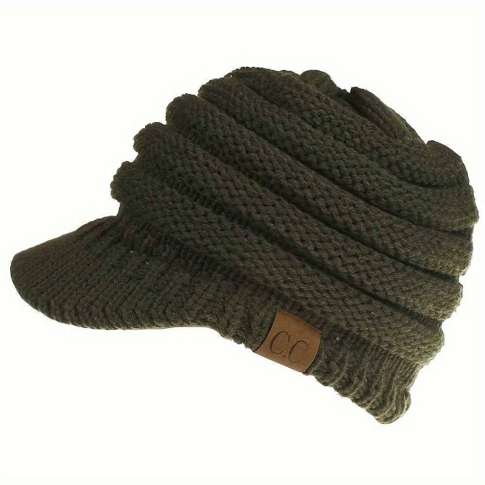 Winter Baseball Cap Ponytail Knit Hat For Women