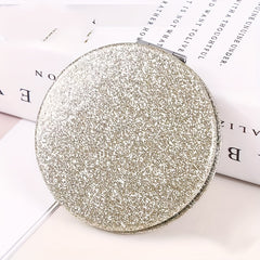 Glitter Leather Compact Mirror Double Side Folding Travel Vanity Mirror