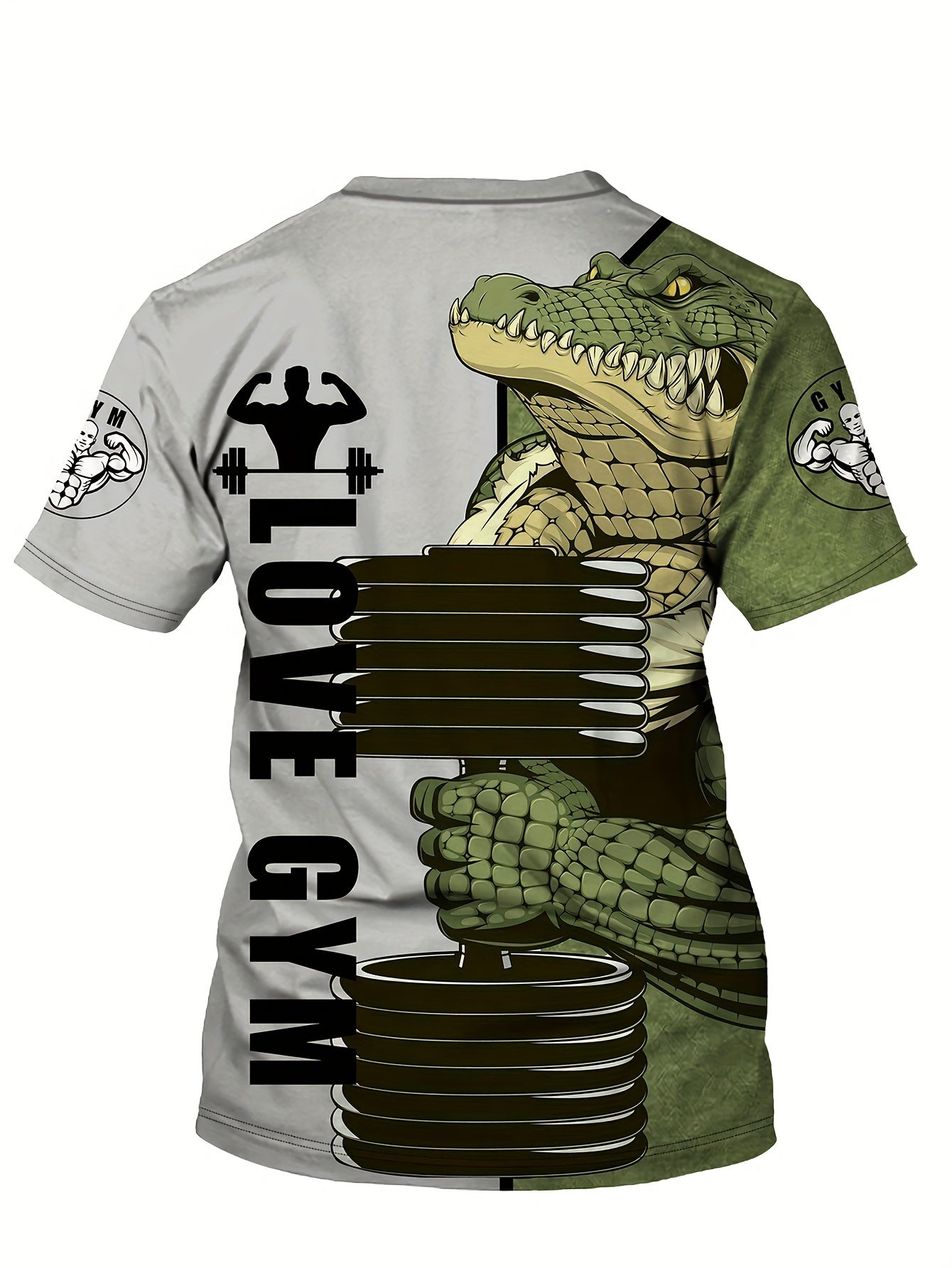 Men's Bull Weightlifting Print Sports T-Shirt for Summer