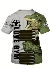 Men's Bull Weightlifting Print Sports T-Shirt for Summer