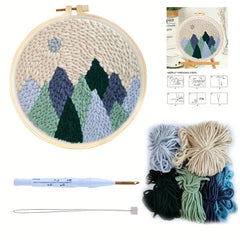 Mountain Pattern Punch Needle Starter Kit DIY Embroidery Kits With Instruction
