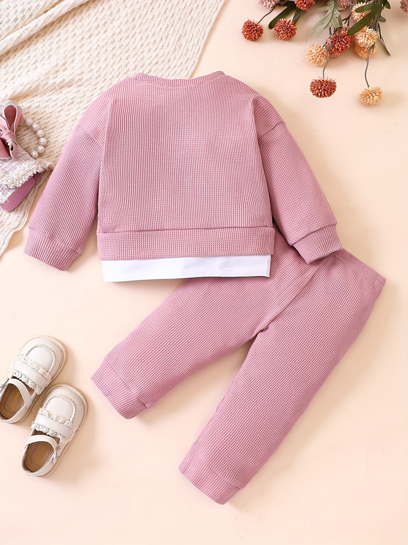 Kids Spring Autumn Knitted Outfit Top Pants Loose Sports Set
