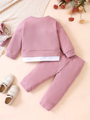 Kids Spring Autumn Knitted Outfit Top Pants Loose Sports Set